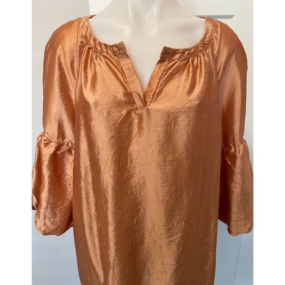 TALBOTS Womens TOP 3/4 Sleeve PEACH Silk Blend Size L - Picture 2 of 5
